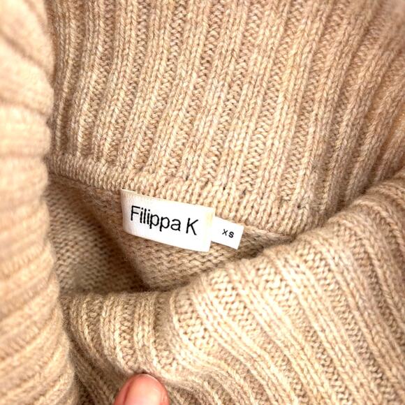 Filippa K Wool Chunky Knit Roller Neck Turtleneck Sweater Scandinavian Tan XS - Picture 3 of 10